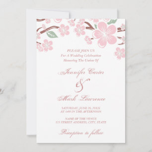 Rosa inbjudan till Blommar av Sakura Cherry-bröllo