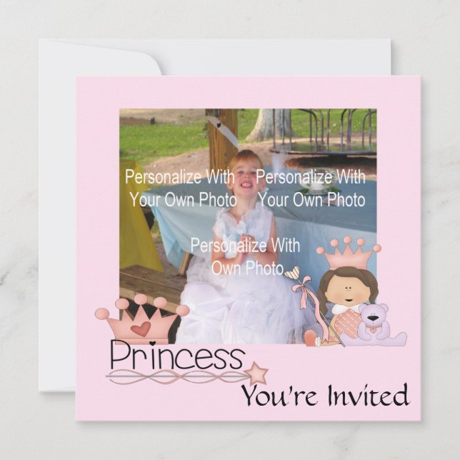 Rosa inbjudan till små prinsessa (Framsida)