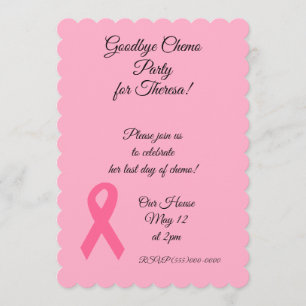 Rosa inbjudningar för band"Goodbye Chemo" party