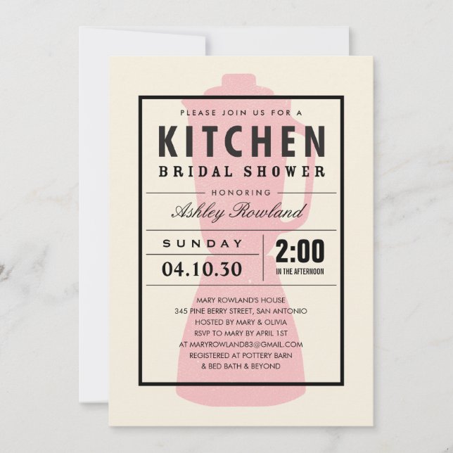 Rosa inbjudningar för blandarekökdusch (Framsida)