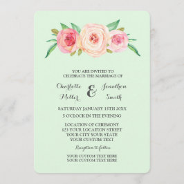 Rosa inbjudningar till minnesbröllop om Blommigt