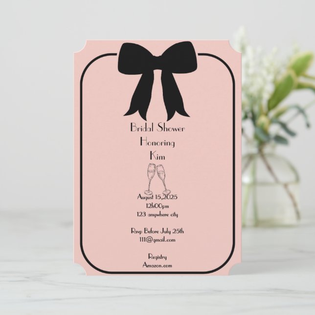 rosa inbjudningskort för möhippan (Stående Fram)