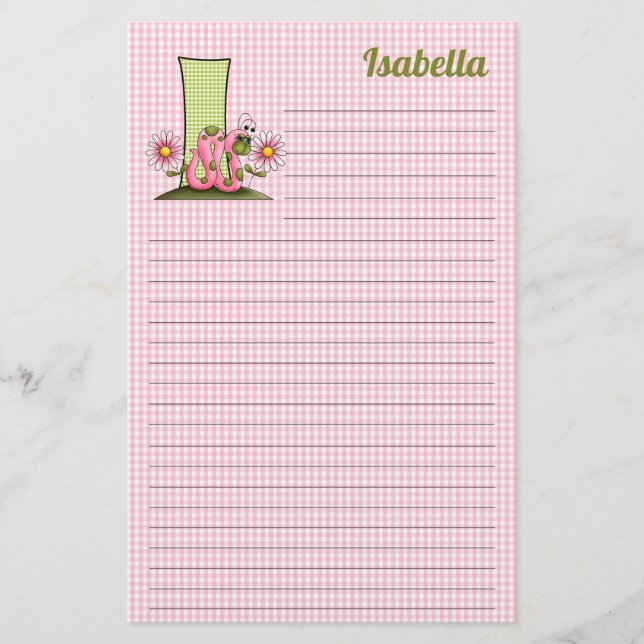 Rosa Inch Mask Mongram Brev I Lining Stationery Brevpapper (Framsida)