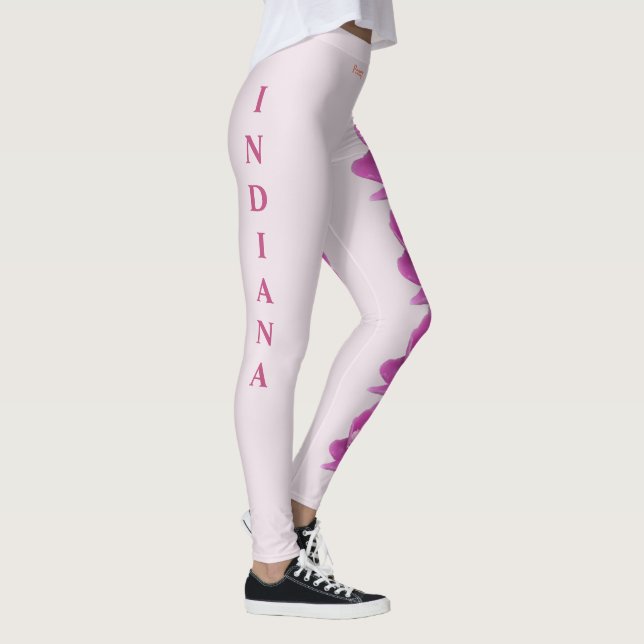 Rosa Indiana State Flower Peony Leggings (Höger)