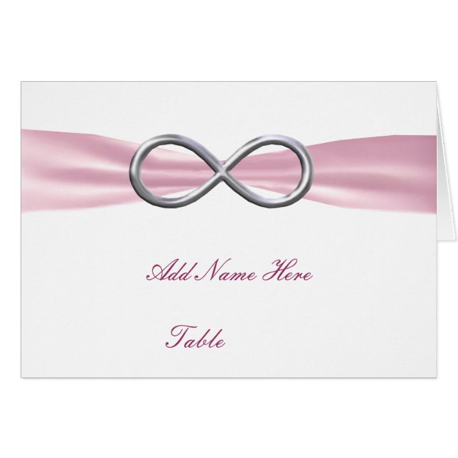 Rosa Infinity Bröllop Bord Place Card OBS Kort (Framsidan Horizontal)