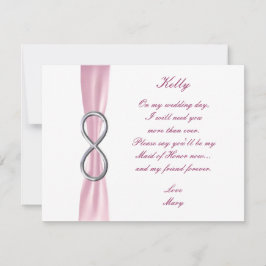 Rosa Infinity Bröllop Maid of honor Card Inbjudningar