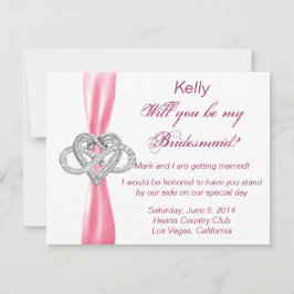 Rosa Infinity Heart Bridesmaid Card Inbjudningar