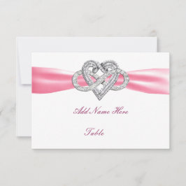 Rosa Infinity Heart Bröllop Bord Place Card Inbjudningar