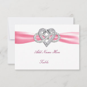 Rosa Infinity Heart Bröllop Bord Place Card Inbjudningar