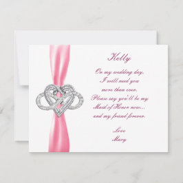 Rosa Infinity Heart Maid of honor Card Inbjudningar