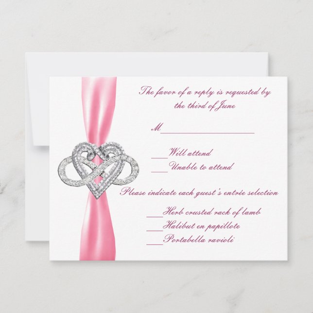 Rosa Infinity Heart Responcard OSA Kort (Framsida)