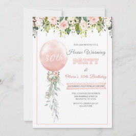 Rosa inflyttnings- och födelsedagsmall inbjudningar