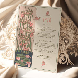 Rosa Info Card Dragonflies Art nouveau Bröllop Inbjudningar