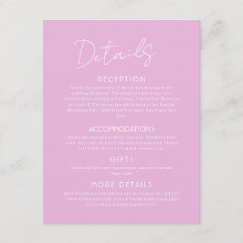 Rosa Information om kortet för stora Bröllop-hölje Tilläggskort