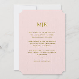 Rosa Initialer Girl Birth Meddelande