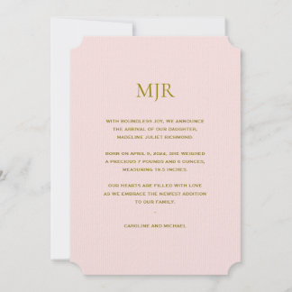 Rosa Initialer Girl Birth Meddelande