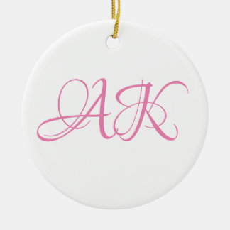 Rosa initialmonogrammug - ANPASSNINGSBAR! Julgransprydnad Keramik