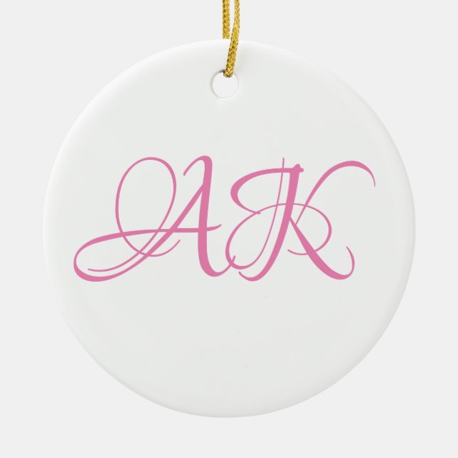 Rosa initialmonogrammug - ANPASSNINGSBAR! Julgransprydnad Keramik (Framsidan)
