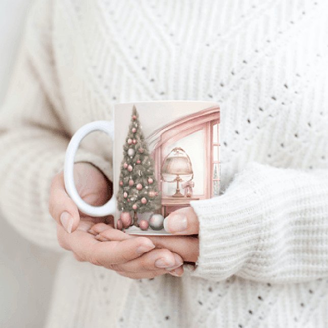 Rosa Inomhusjulscenen Kaffemugg (Skapare uppladdad)