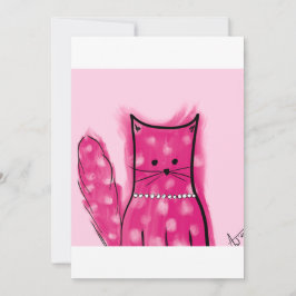 Rosa Inspierat Fluffy Cat Card Julkort