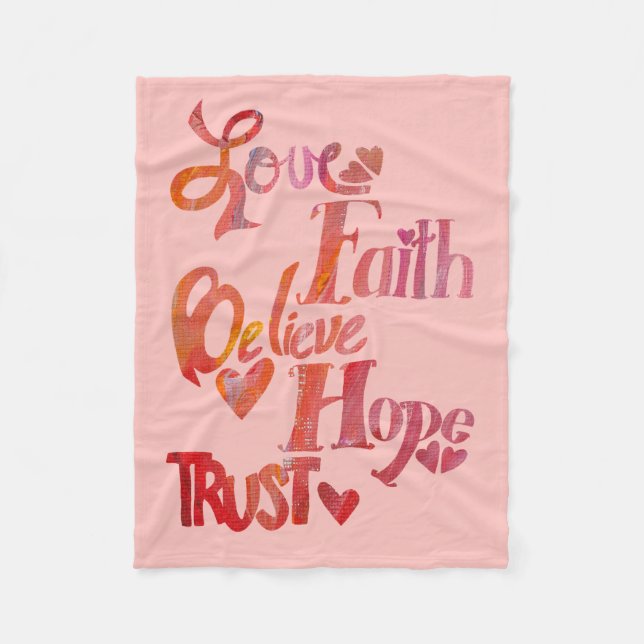 Rosa inspirational Ord Chemo Blanket Fleecefilt (Framsidan)