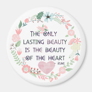 Rosa, inspirationell skönhet i hjärtrumi magnet