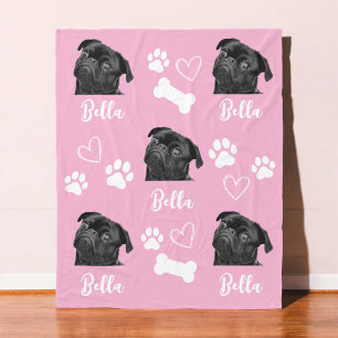 Rosa Instagram Heart Paw Skriv ut Hund älskare Pho Fleecefilt