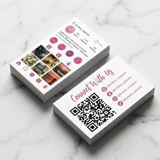 Rosa Instagram Stil Foto Grid QR-kod Visitkort