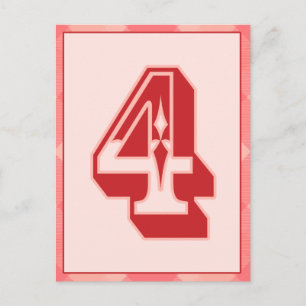 Rosa-insticksnummer "4", typografiskt banderokort vykort