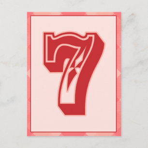Rosa-insticksnummer "7", typografiskt banderoll vykort