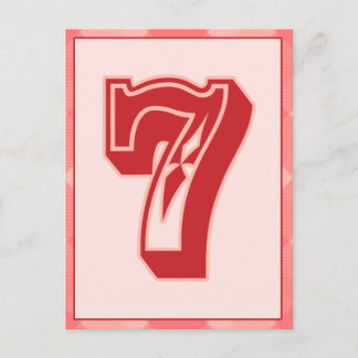 Rosa-insticksnummer "7", typografiskt banderoll vykort