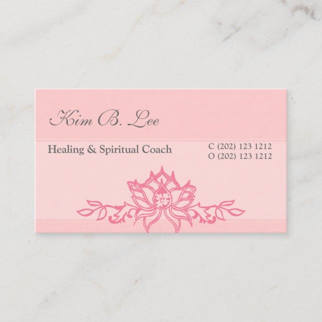 Rosa instruktör för lotusblommablommaYoga Visitkort (Framsida)