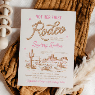 Rosa Inte Hennes Första Rodeo Baby Shower Inbjudan