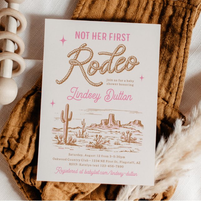 Rosa Inte Hennes Första Rodeo Baby Shower Inbjudan (Skapare uppladdad)