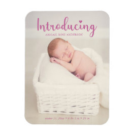 Rosa Introduktion av skript Elegant Flicka Newborn Magnet