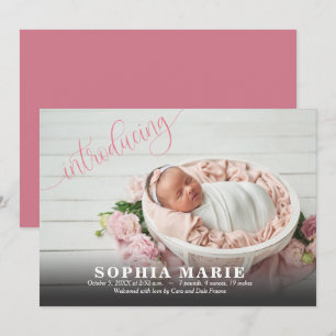 Rosa Introduktion till Baby Photo Tillkännagivande