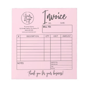 Rosa Invoice Bakery Salon Business Logotyp Anteckningsblock