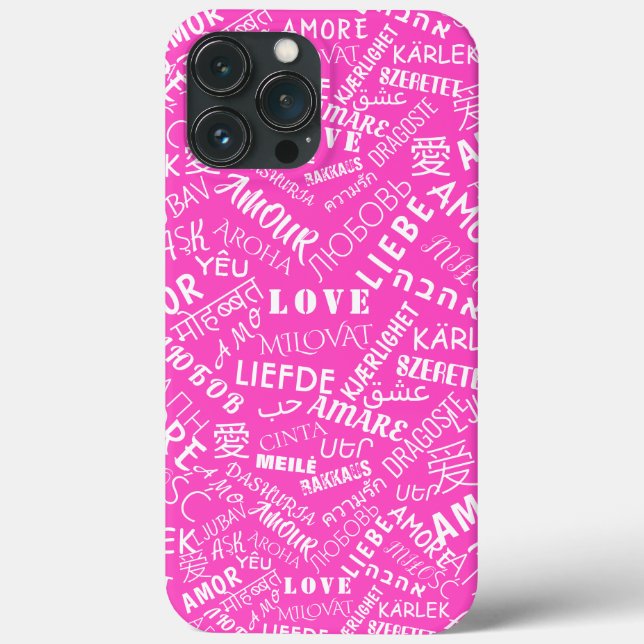 Rosa iphone case med flerspråkig Kärlek (Baksida)