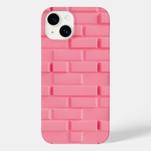 Rosa iPhone-fodral med tegelvägg i feminin stil (Baksida)