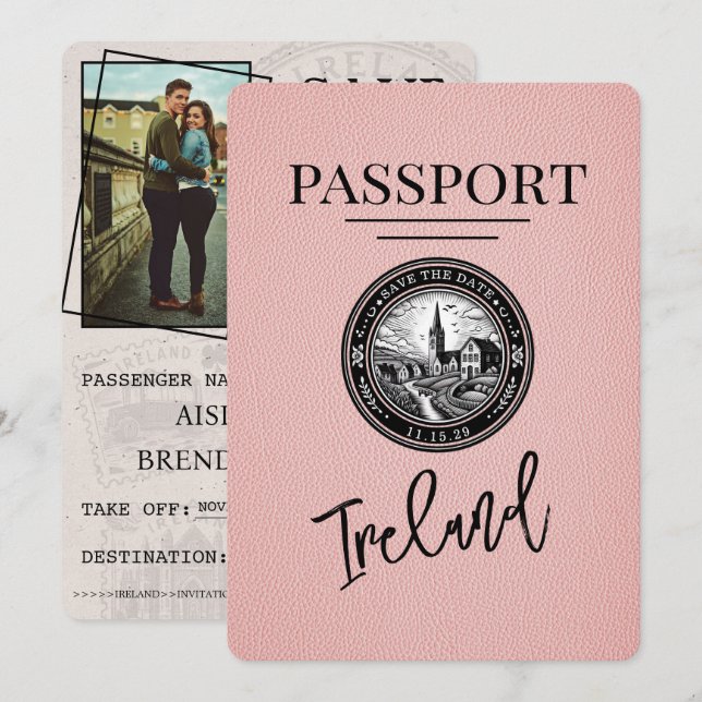 Rosa Ireland Passport Spara datum Datumet (Fram/baksida)