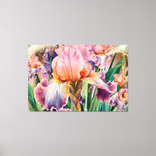 *~* Rosa IRIS Irises Vintage Blommigt TV2 Canvastryck
