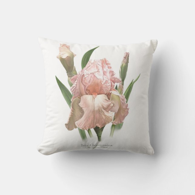 Rosa Iris med Rödfärg Kudde (Framsida)