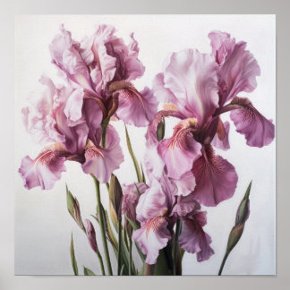 Rosa Irises Flower Art Print Poster