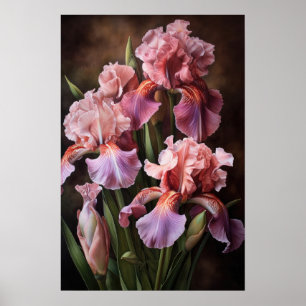Rosa Irises Flower Art Print Poster