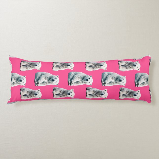 Rosa isbjörn mönsterdesign  kroppskudde (Framsidan)