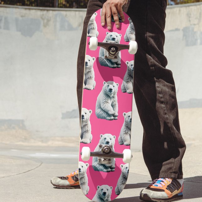 Rosa isbjörn mönsterdesign  mini skateboard bräda 18,5 cm (Skapare uppladdad)