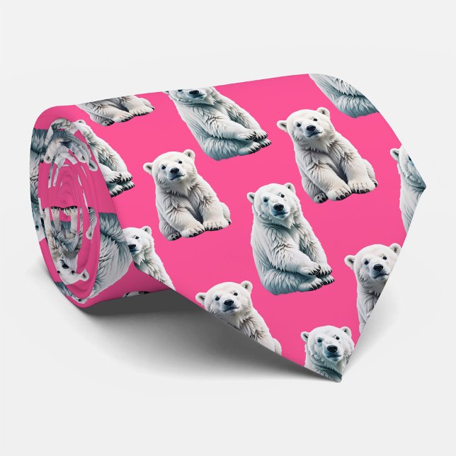 Rosa isbjörn mönsterdesign  slips (Skapare uppladdad)