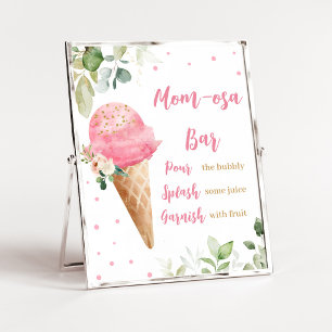 Rosa Isglass Baby Shower Mom Osa Bar Skylt