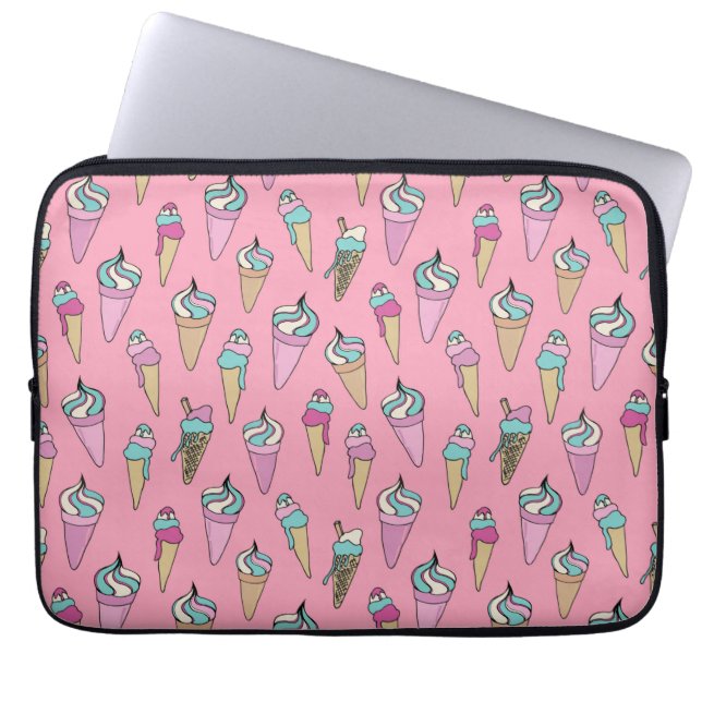 Rosa isglassmönster laptop fodral (Framsidan)