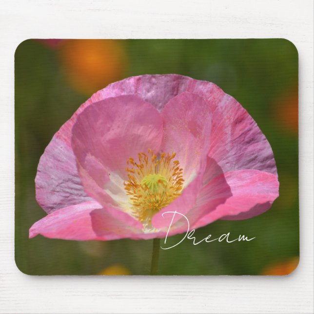 Rosa isländsk vallmo (fotograferad av mig) musmatta (Framsidan)